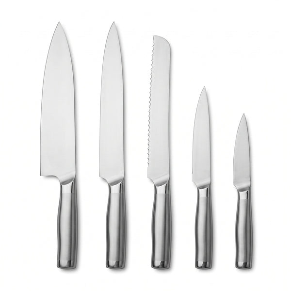 5-Piece Carbon Steel Knife Block Set | Steel, side profile on white