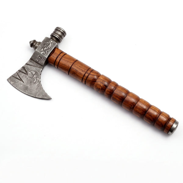Hearth 17" Damascus Camping Hatchet | Rosewood, side profile on white