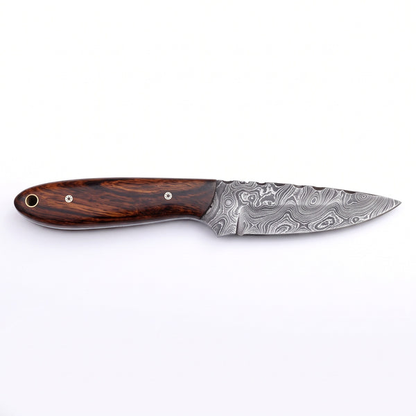 Ranch 6.2" Damascus Cowboy Knife | Rosewood, side profile on white