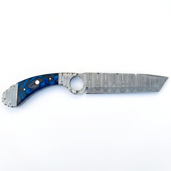 Trailhead 11" Damascus Skinning Knife | Hardwood, side profile on white