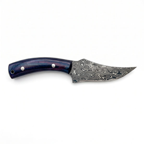 Trailhead 7" Damascus Skinning Knife | Micarta, side profile on white