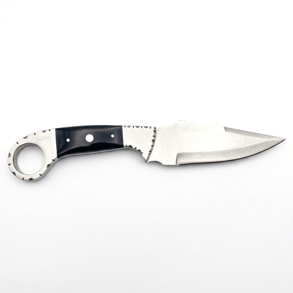Trailhead 9" Carbon Steel Skinning Knife | Buffalo Horn, side profile on white
