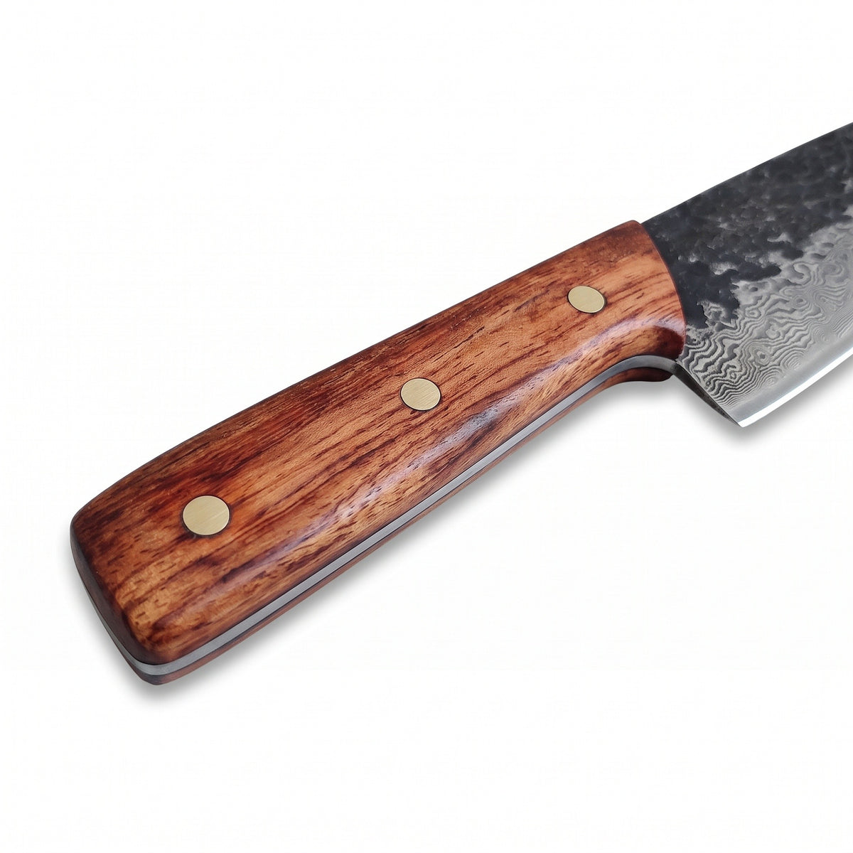 2-Piece Damascus Kitchen Knife Set | Rosewood, handle and fittings close-up