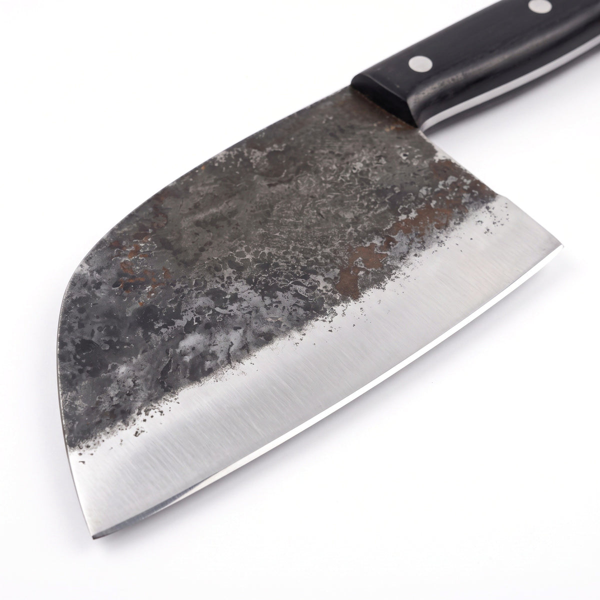 3-Piece Carbon Steel Kitchen Knife Set | Hardwood, carbon steel blade close-up