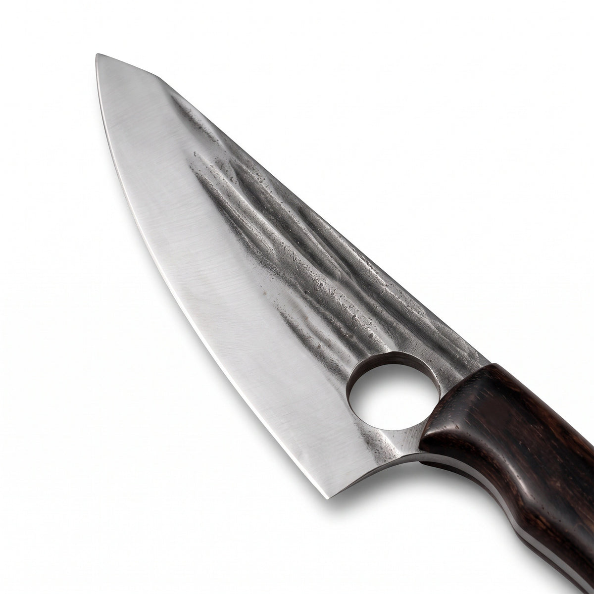 3-Piece Carbon Steel Kitchen Knife Set | Wenge, carbon steel blade close-up