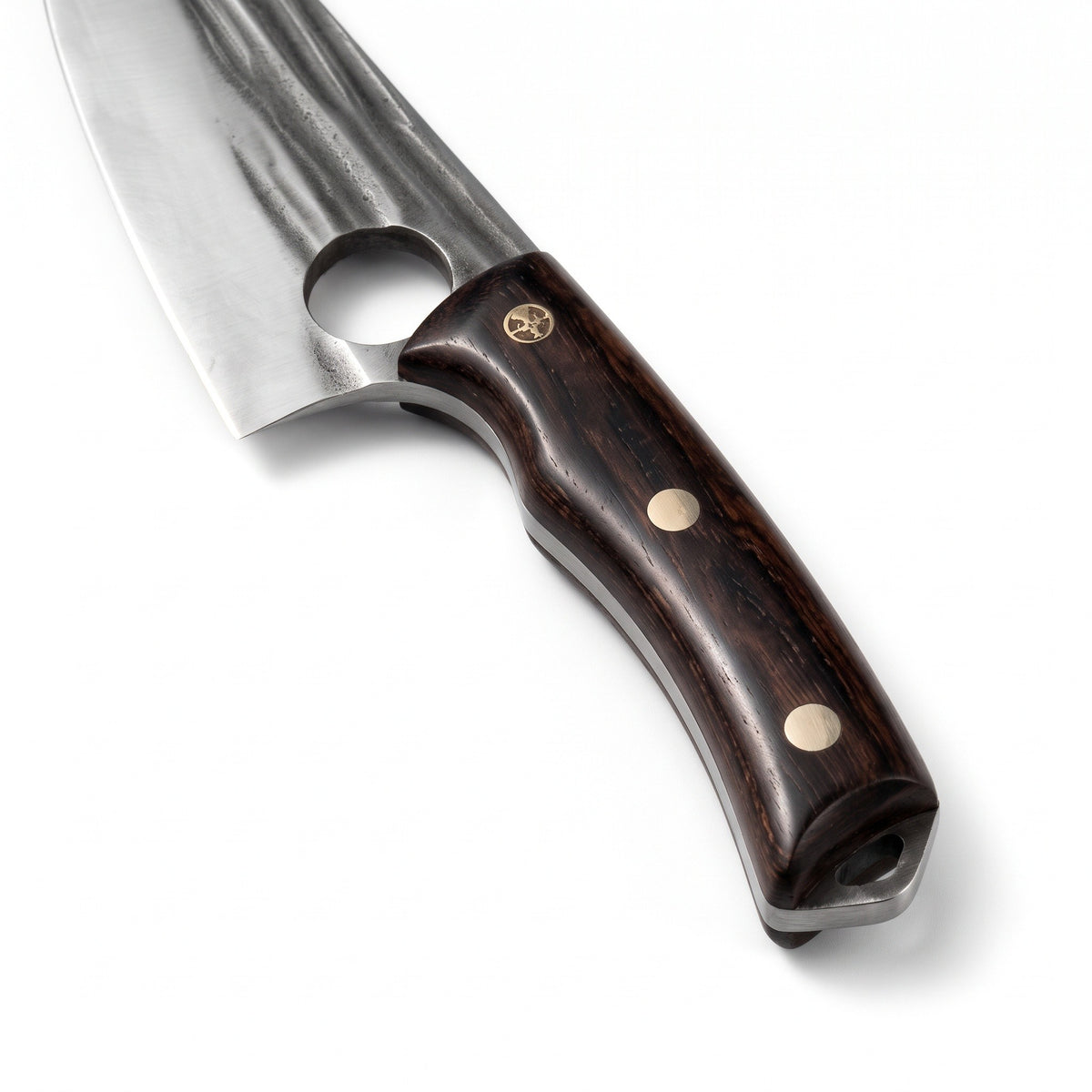 3-Piece Carbon Steel Kitchen Knife Set | Wenge, handle and fittings close-up