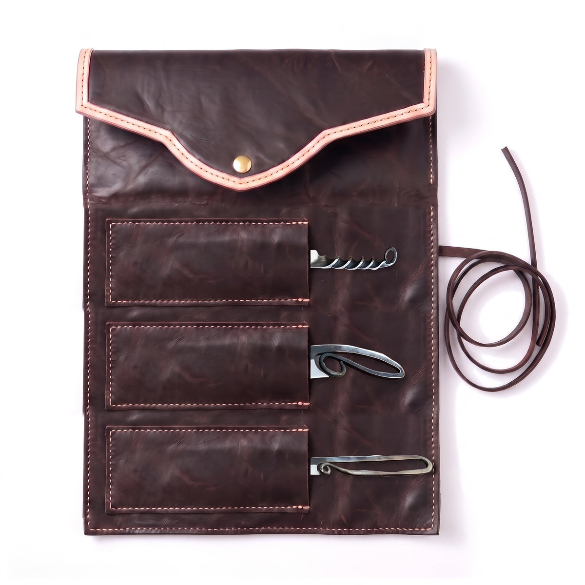 3-Piece Carbon Steel Viking Knife Set | Steel, seated in the Crownridge knife roll