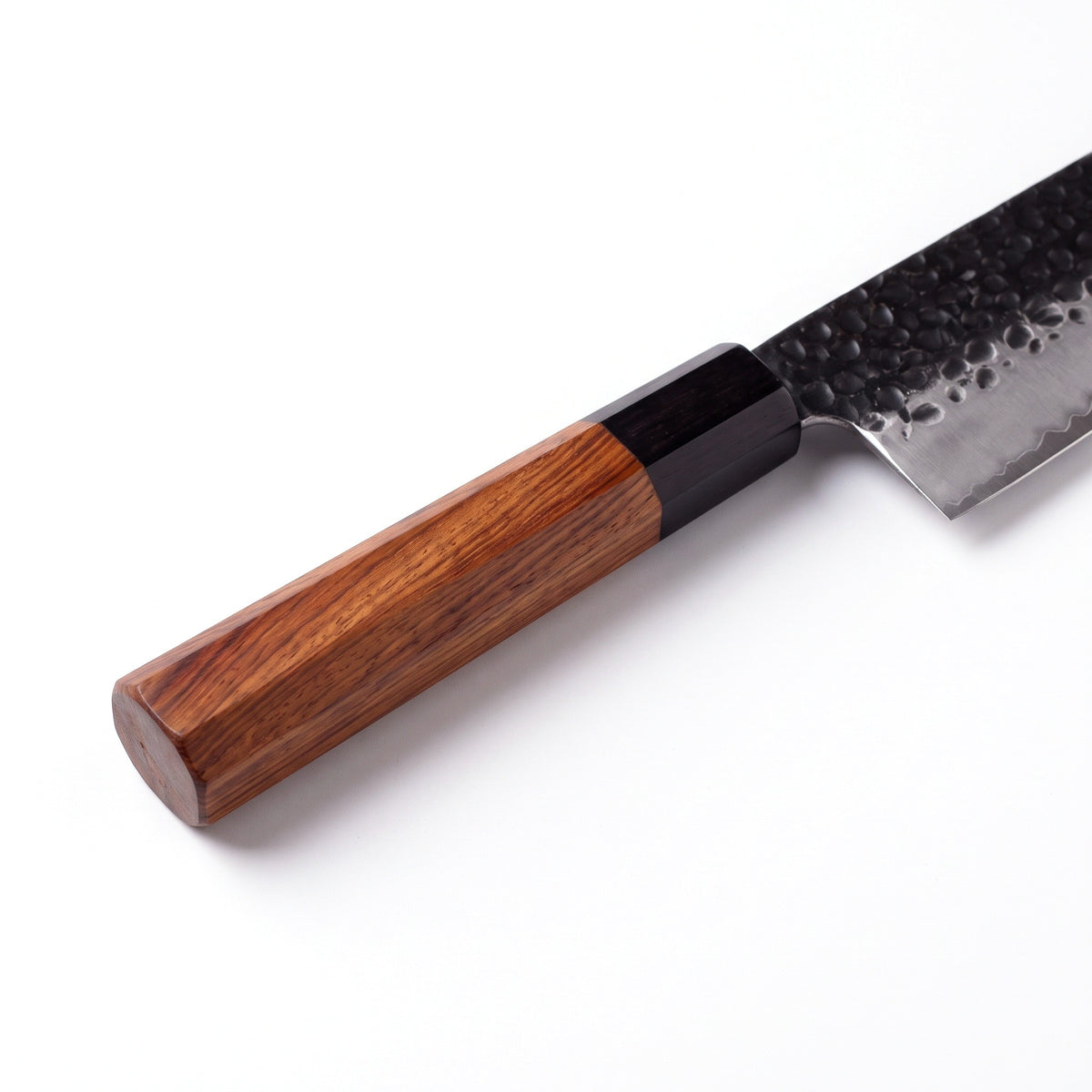 5-Piece Carbon Steel Kitchen Knife Set | Rosewood, handle and fittings close-up