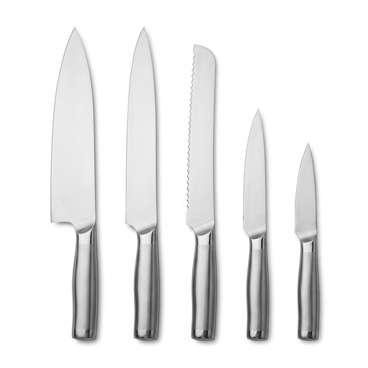 5-Piece Carbon Steel Knife Block Set | Steel, side profile on white