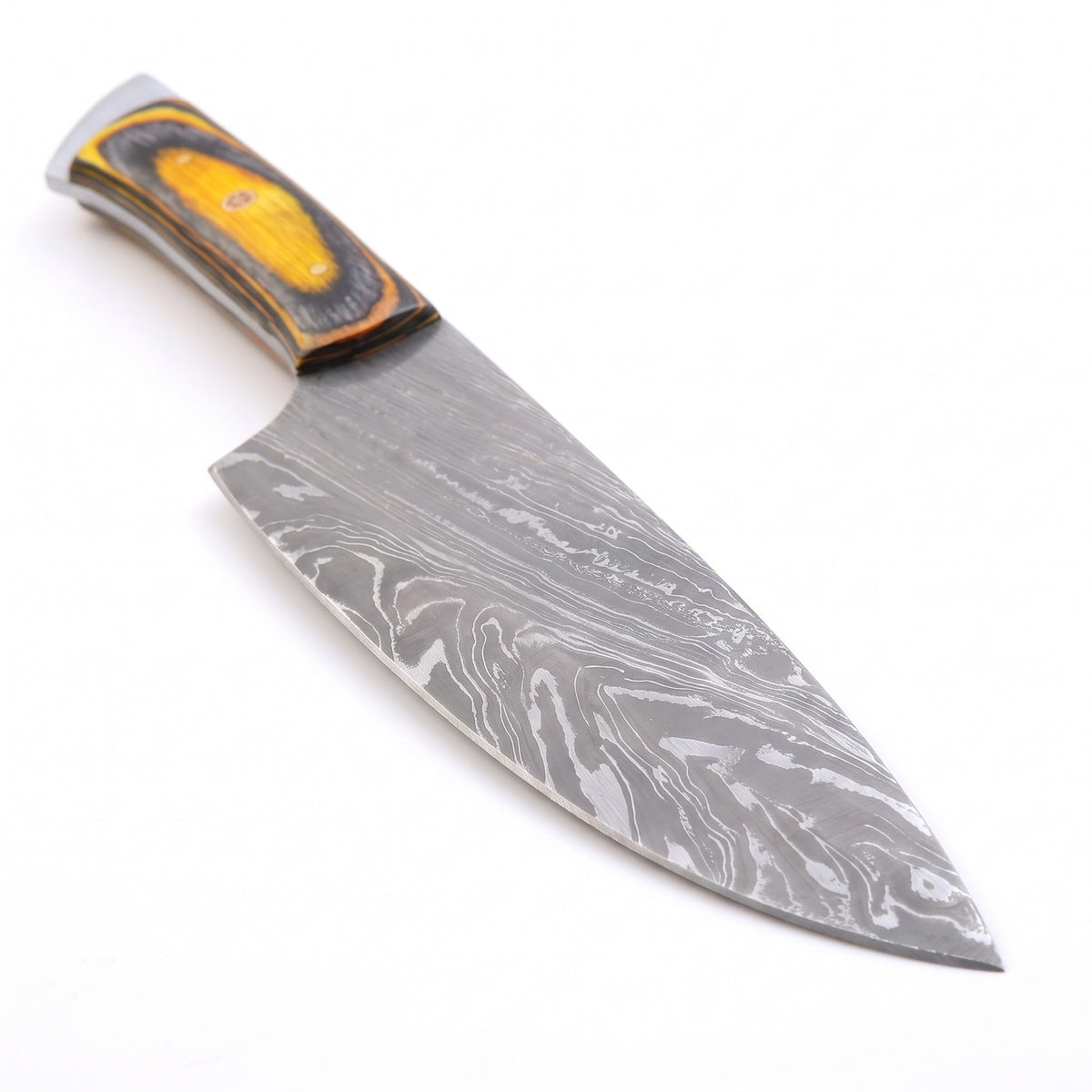 5-Piece Damascus Kitchen Knife Set | Pakkawood, Damascus blade close-up