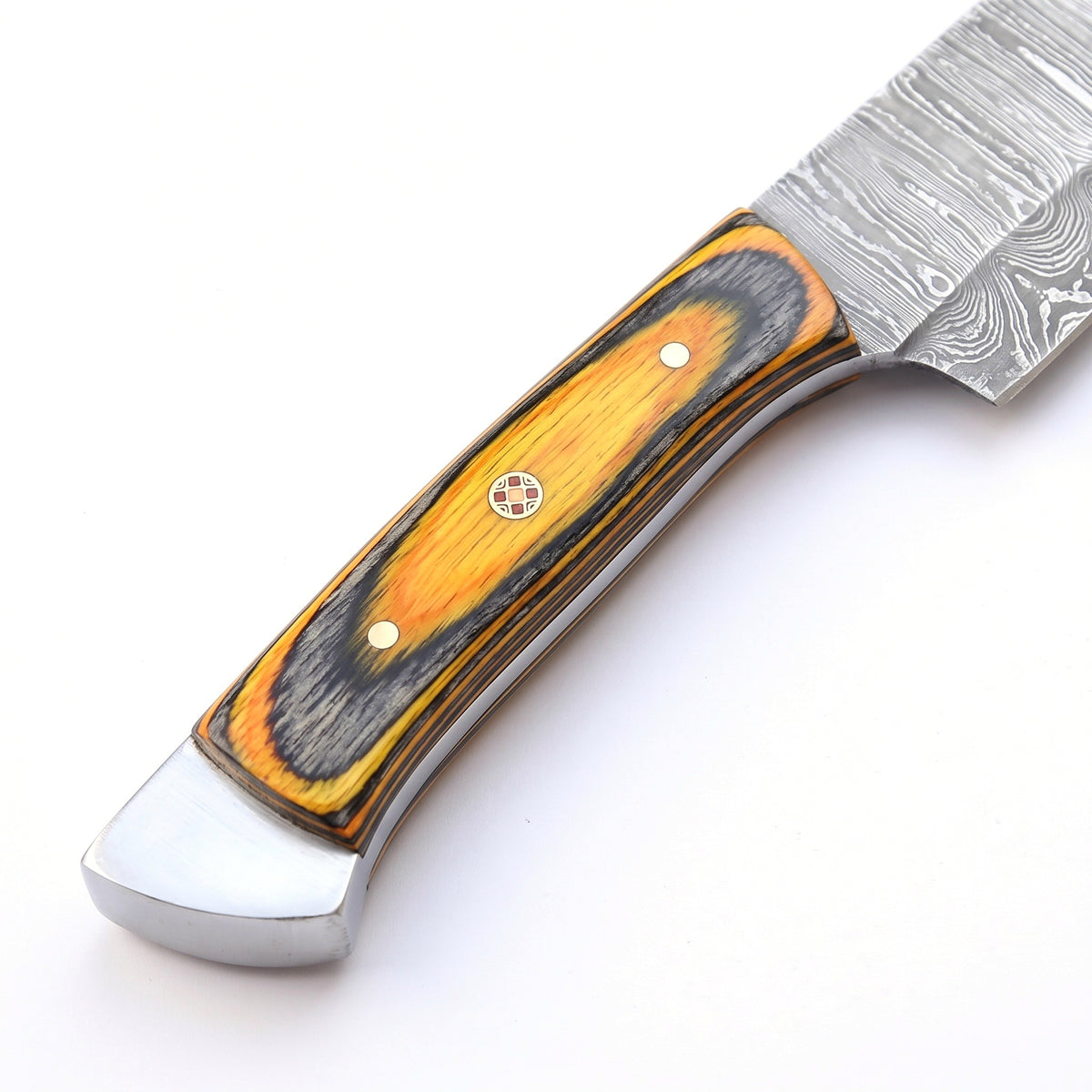 5-Piece Damascus Kitchen Knife Set | Pakkawood, handle and fittings close-up