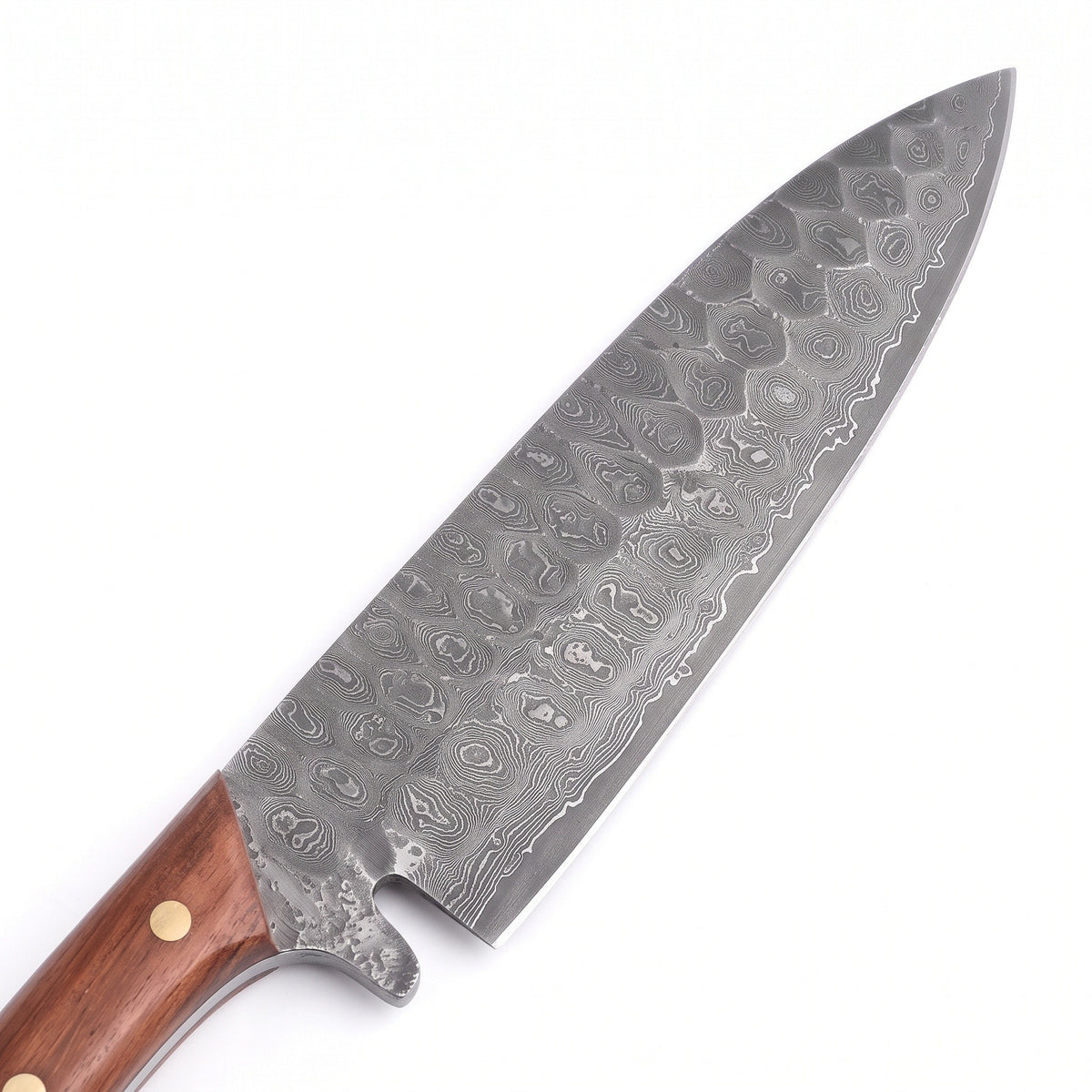 5-Piece Damascus Kitchen Knife Set | Rosewood, Damascus blade close-up