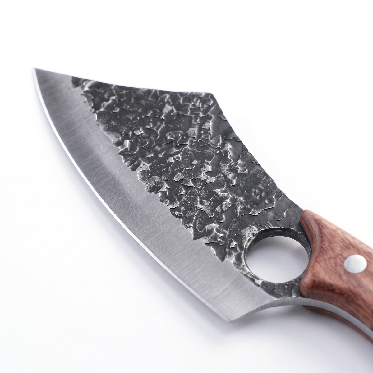 6.5" Carbon Steel Boning Knife | Rosewood, carbon steel blade close-up