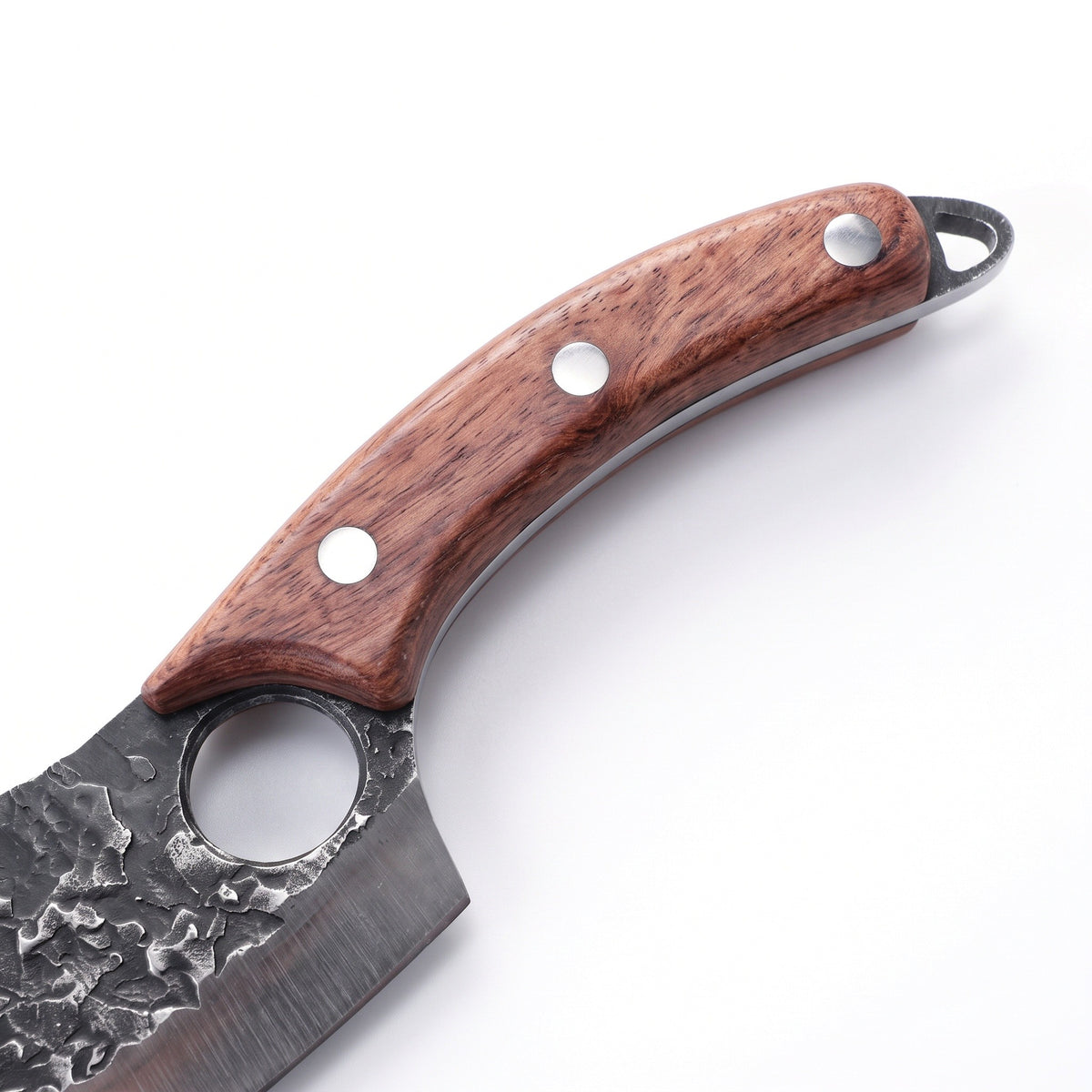 6.5" Carbon Steel Boning Knife | Rosewood, handle and fittings close-up