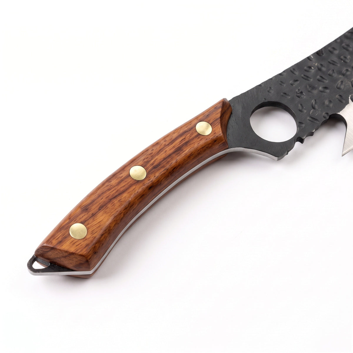 6" Carbon Steel Boning Knife | Bone, handle and fittings close-up