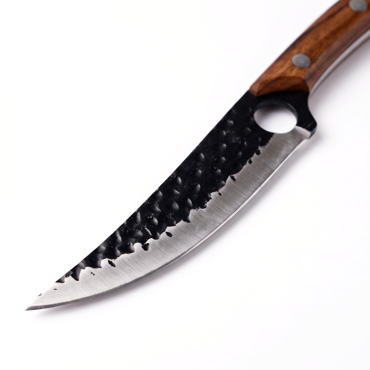 6" Carbon Steel Fillet Knife | Bone, carbon steel blade close-up