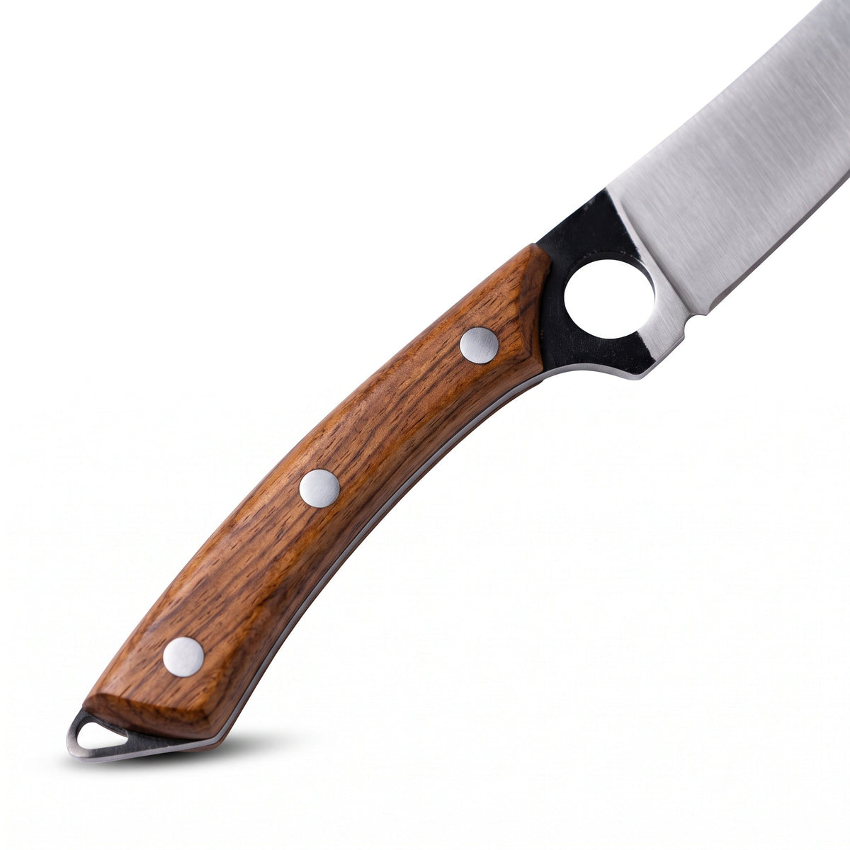 6" Carbon Steel Fillet Knife | Bone, handle and fittings close-up