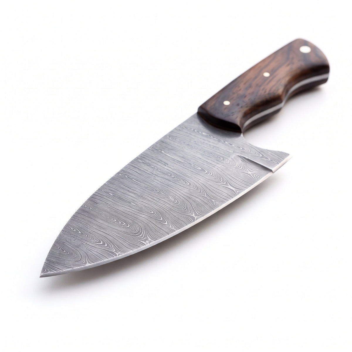 5.25" Damascus Chef Knife | Rosewood, Damascus blade close-up