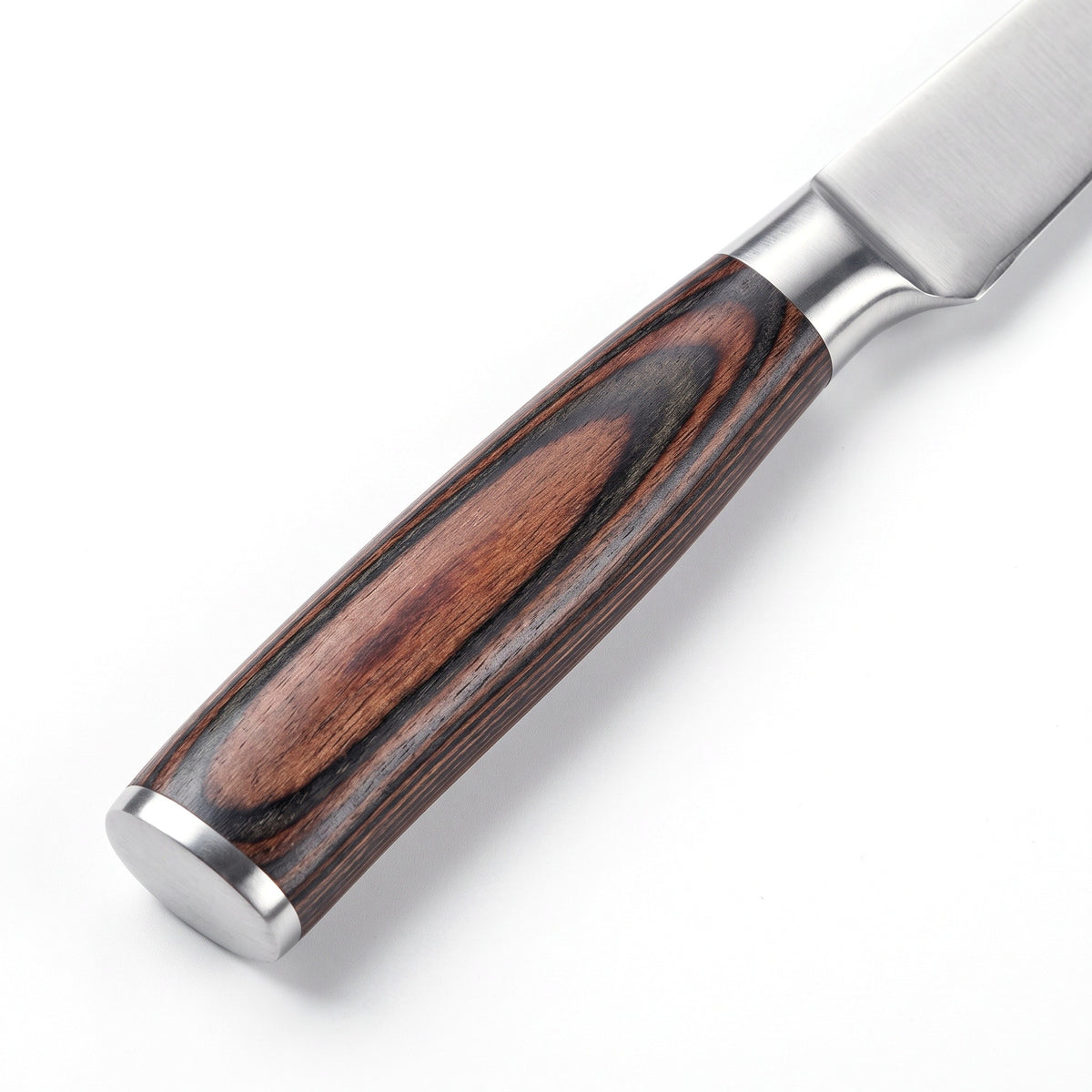 6-Piece Carbon Steel Steak Knife Set | Pakkawood, handle and fittings close-up