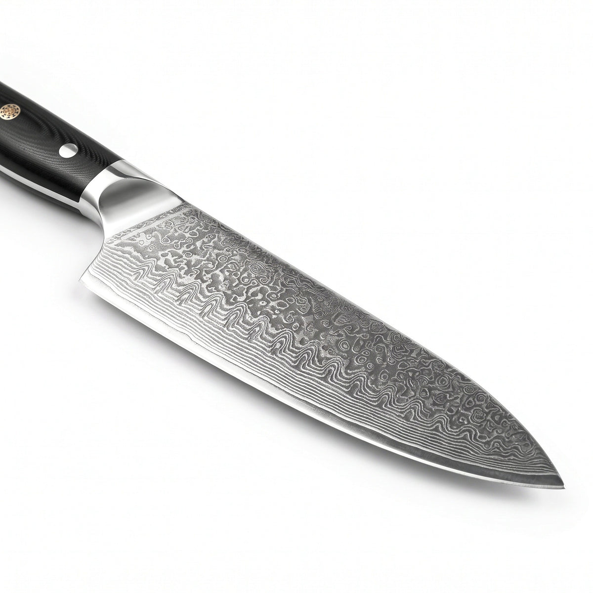 6-Piece Damascus Kitchen Knife Set | G10, Damascus blade close-up