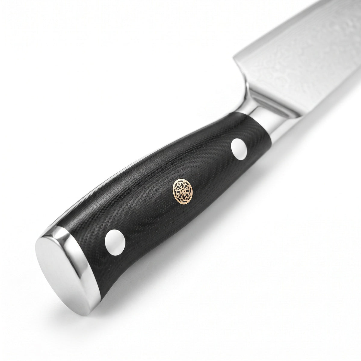 6-Piece Damascus Kitchen Knife Set | G10, handle and fittings close-up