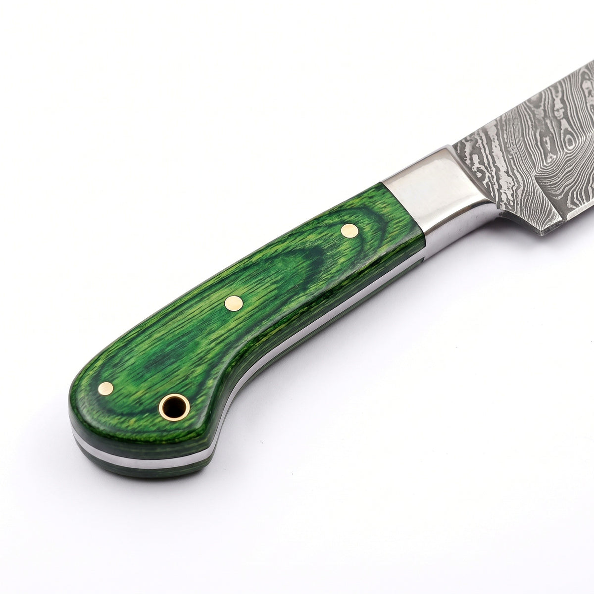 6-Piece Damascus Kitchen Knife Set | Pakkawood, handle and fittings close-up