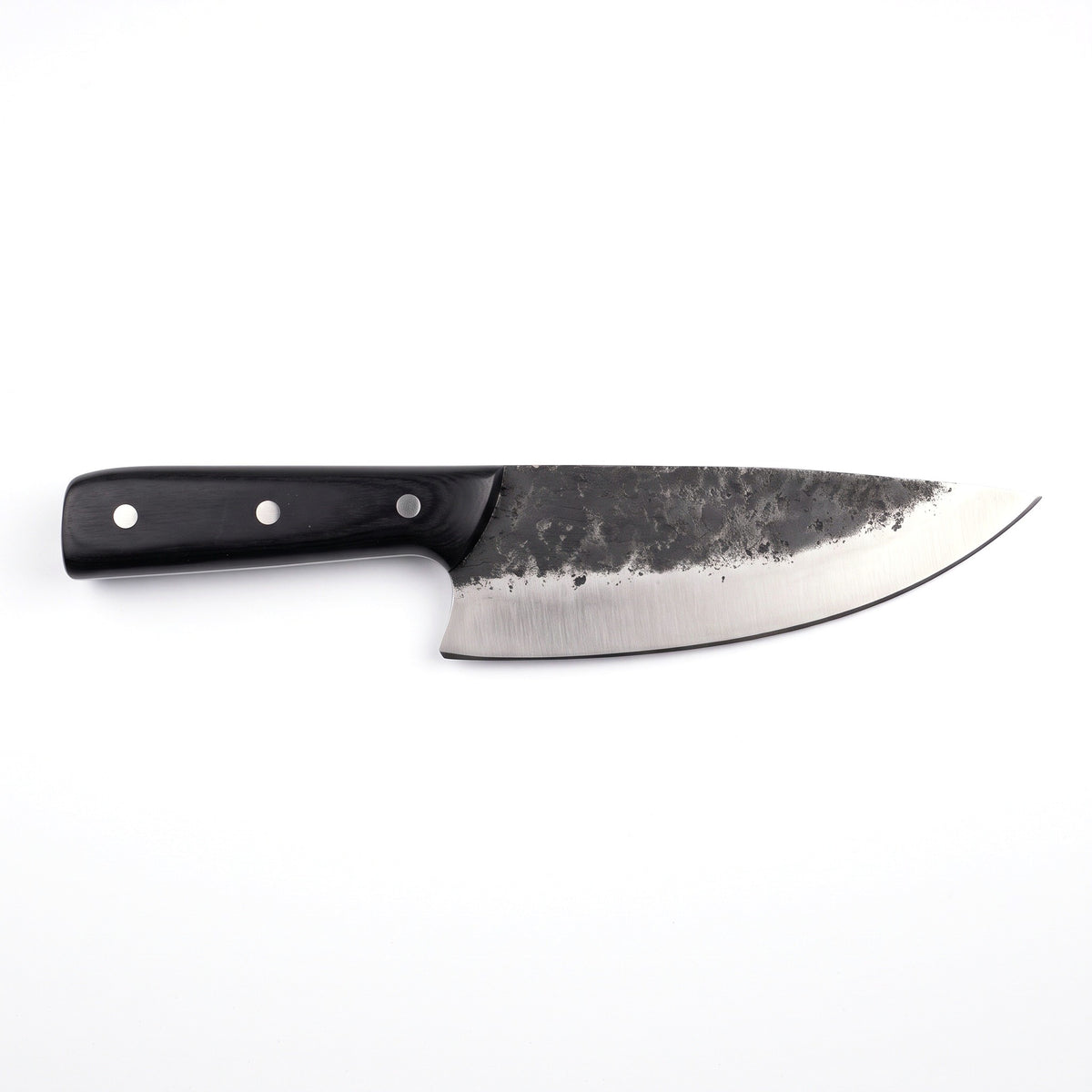 7.5" Carbon Steel Chef Knife | Pakkawood, side profile on white