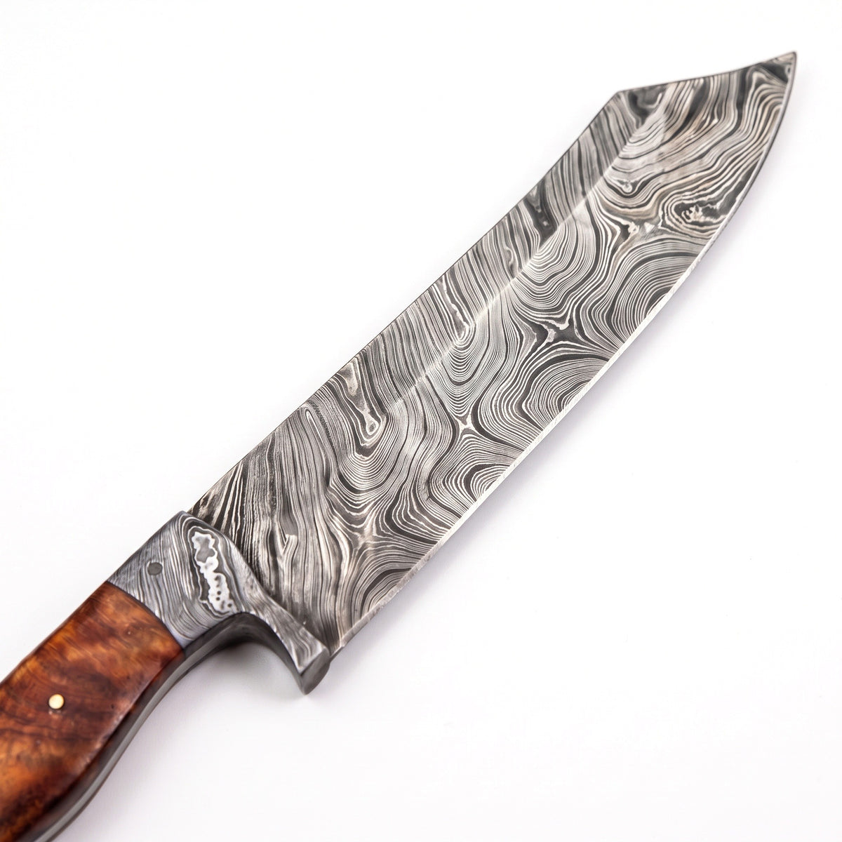 7.5" Damascus Chef Knife | Hardwood, Damascus blade close-up
