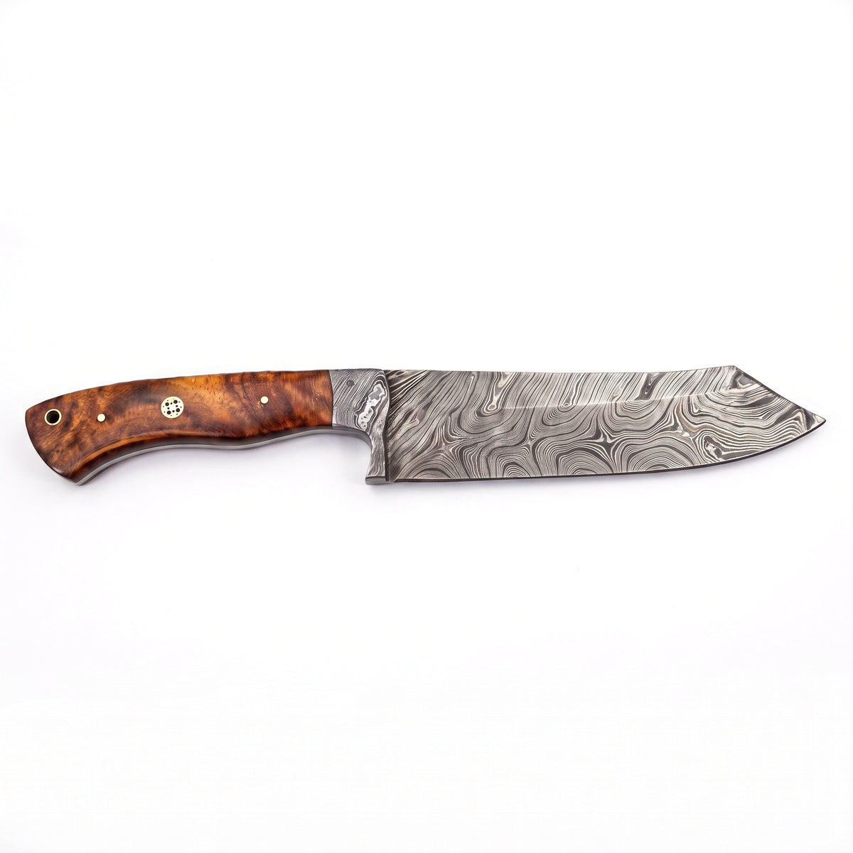 7.5" Damascus Chef Knife | Hardwood, side profile on white