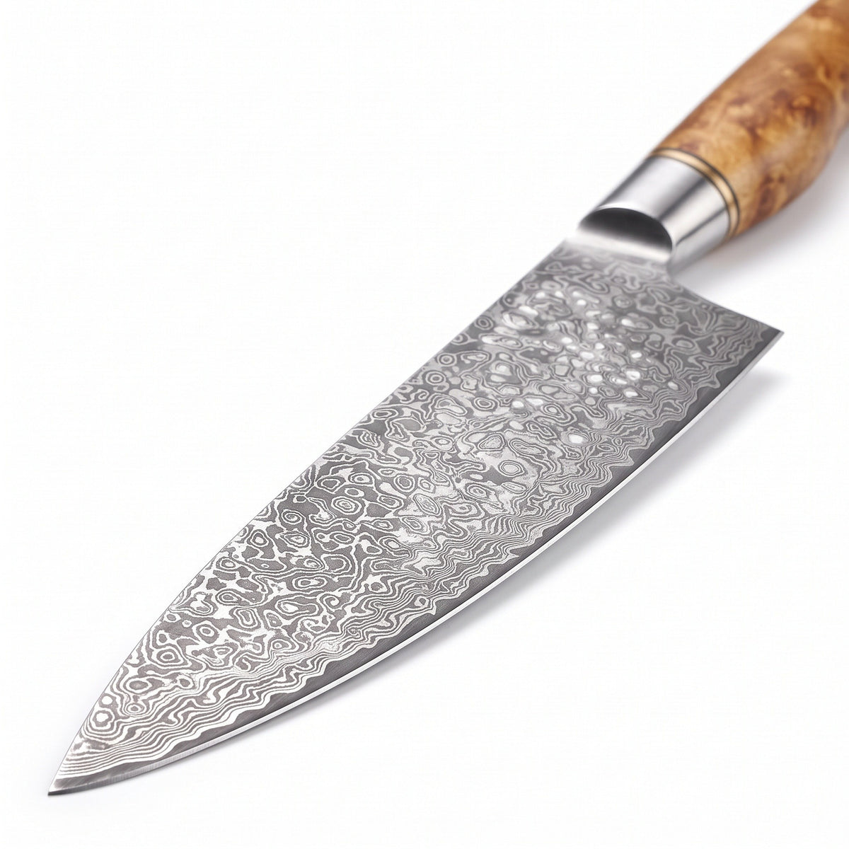 7-Piece Damascus Kitchen Knife Set | Sycamore, Damascus blade close-up