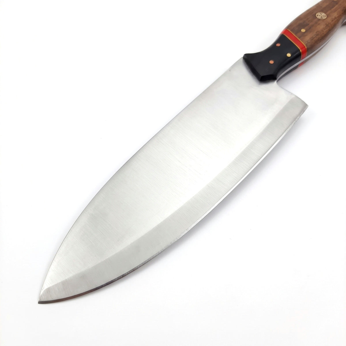7-Piece Stainless Kitchen Knife Set | Pakka Wood, satin steel blade close-up