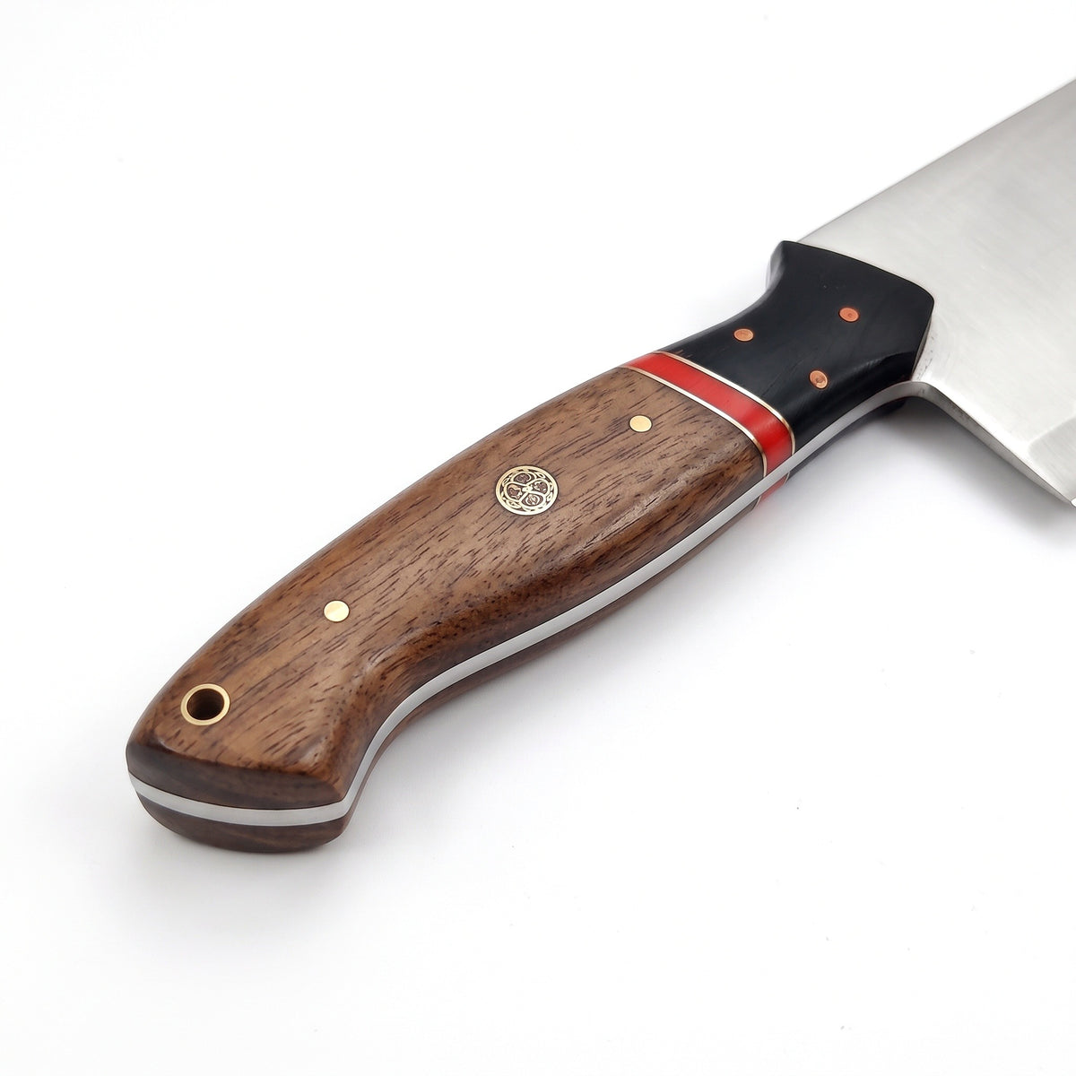 7-Piece Stainless Kitchen Knife Set | Pakka Wood, handle and fittings close-up