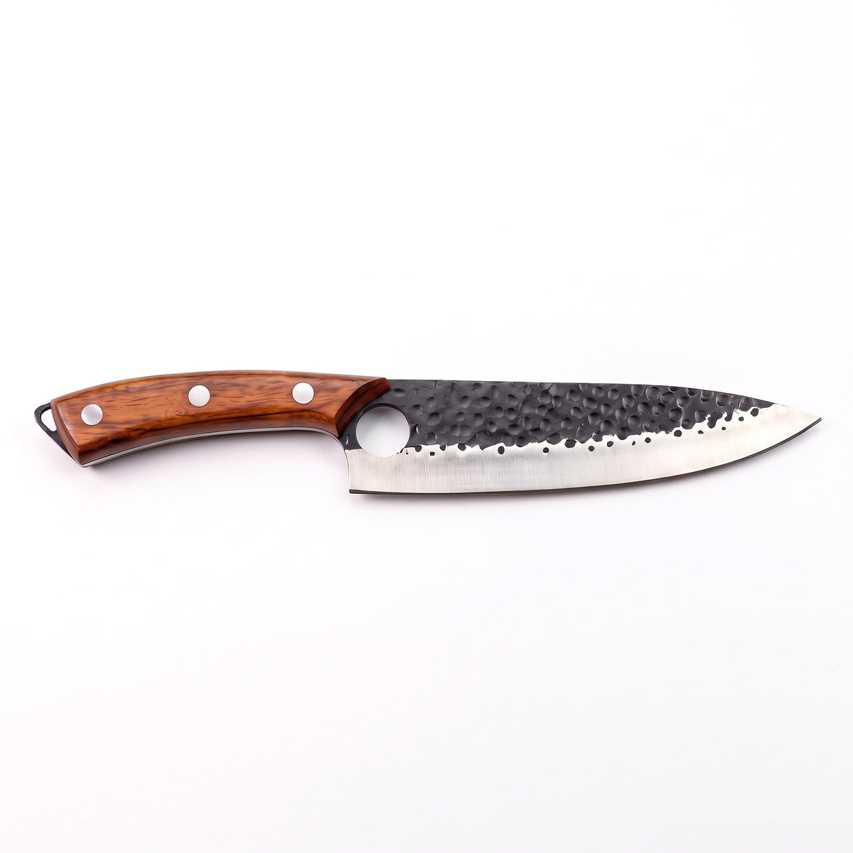 8" Carbon Steel Chef Knife | Rosewood, side profile on white