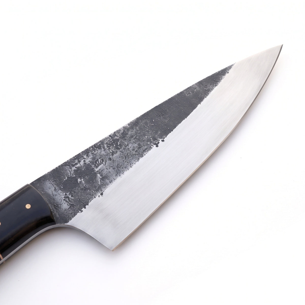 8" Carbon Steel Chef Knife | Rosewood II, carbon steel blade close-up