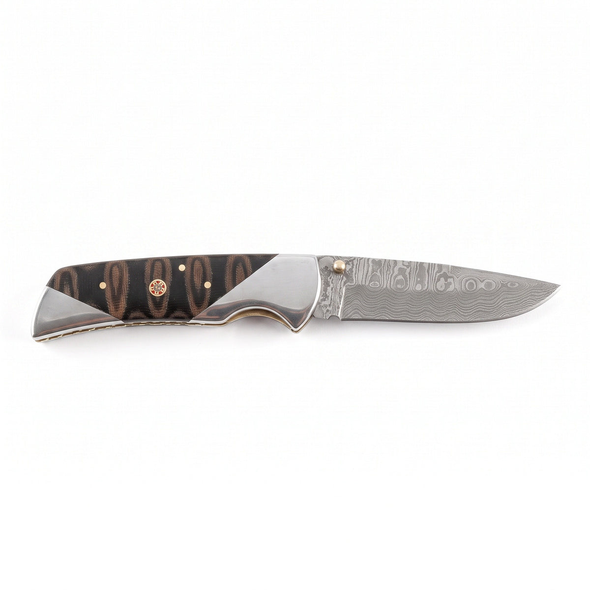 Creek 7.2" Damascus Pocket Knife | Micarta, side profile on white