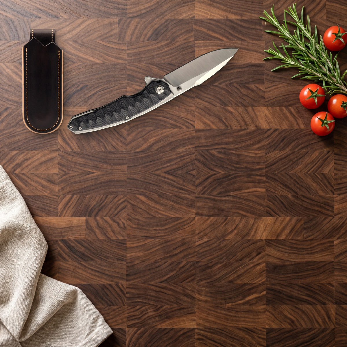 Creek 8.5" Carbon Steel Pocket Knife | G10, with the Crownridge belt slip in use