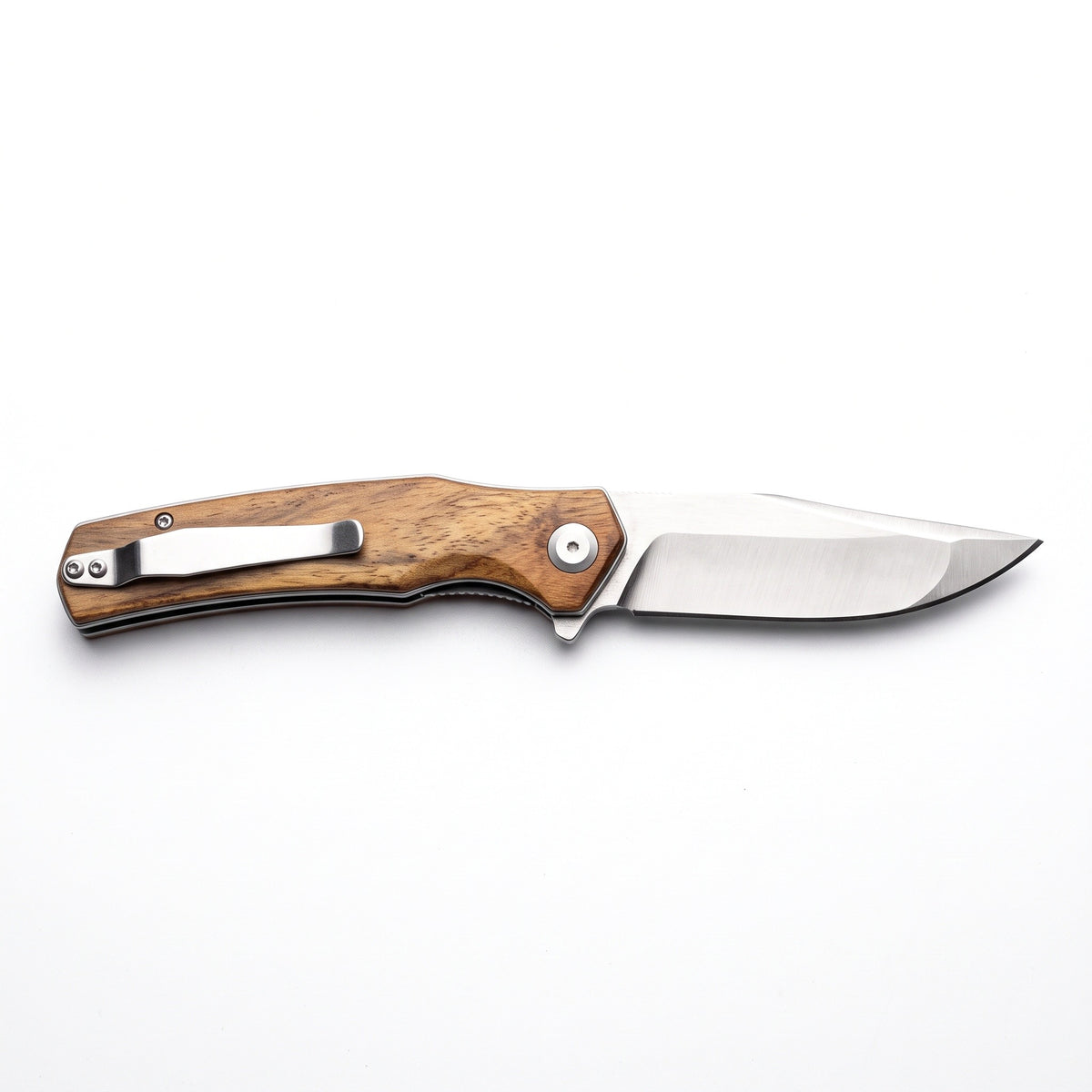 Creek 8" Carbon Steel Pocket Knife | Sandalwood, side profile on white