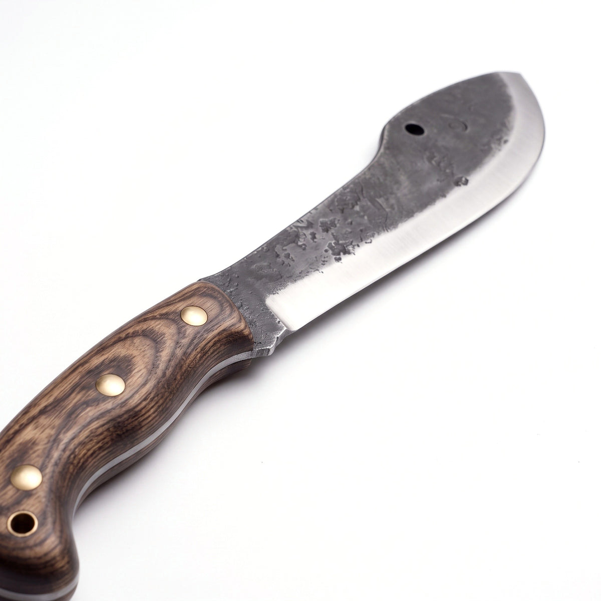 Hearth 16" Carbon Steel Camping Hatchet | Ash, carbon steel blade close-up