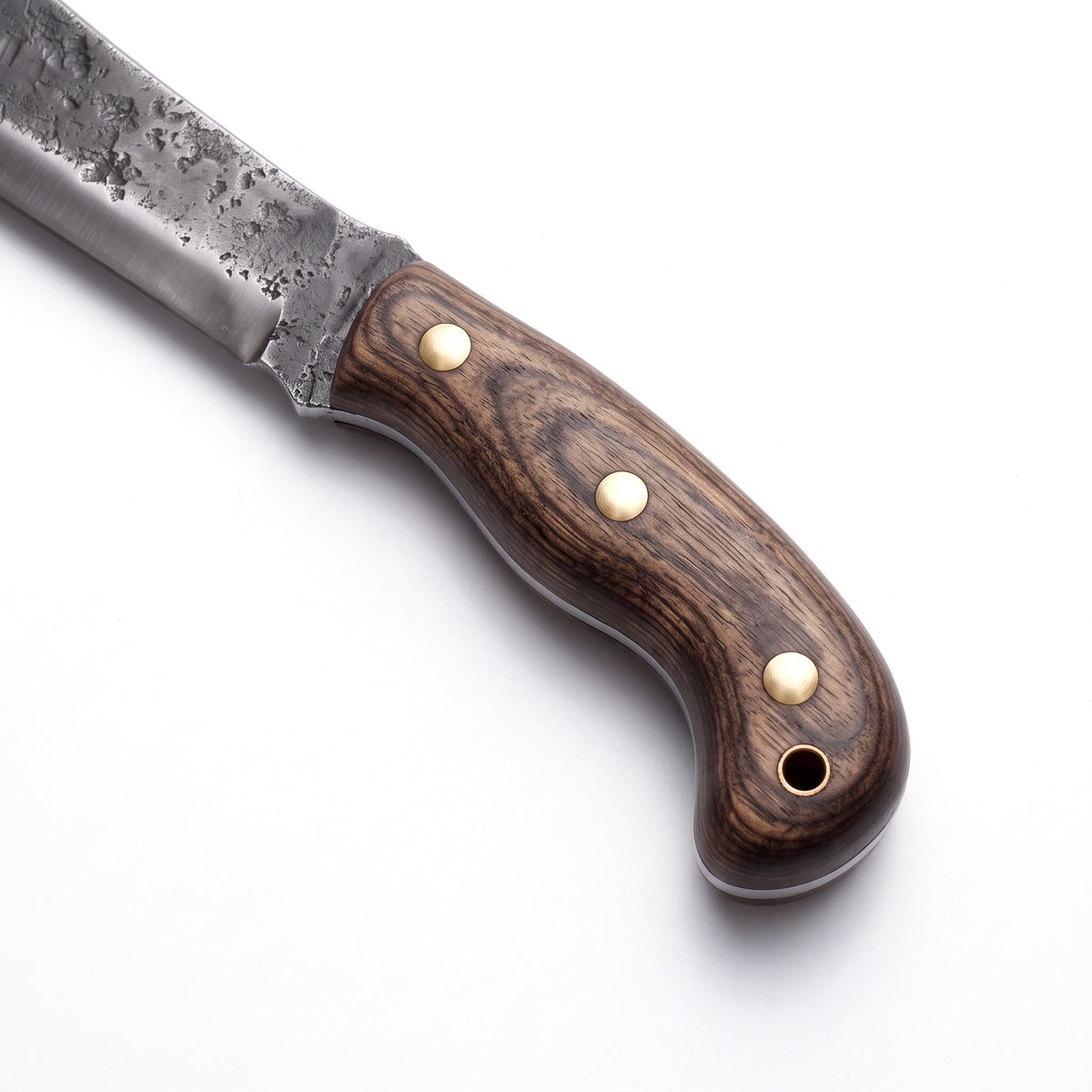 Hearth 16" Carbon Steel Camping Hatchet | Ash, handle and fittings close-up
