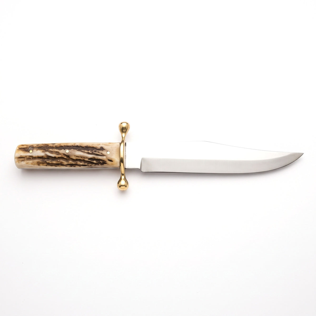 Highline 12" Carbon Steel Bowie Knife | Stag, side profile on white