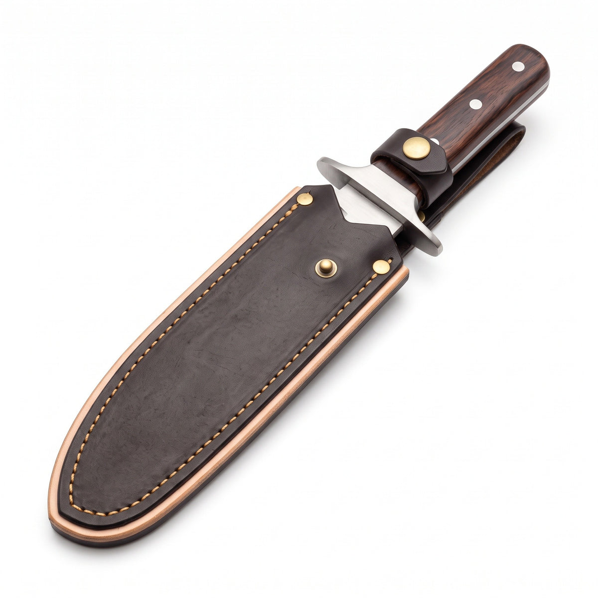 Highline 15" Carbon Steel Bowie Knife | Rosewood, seated in the Crownridge sheath