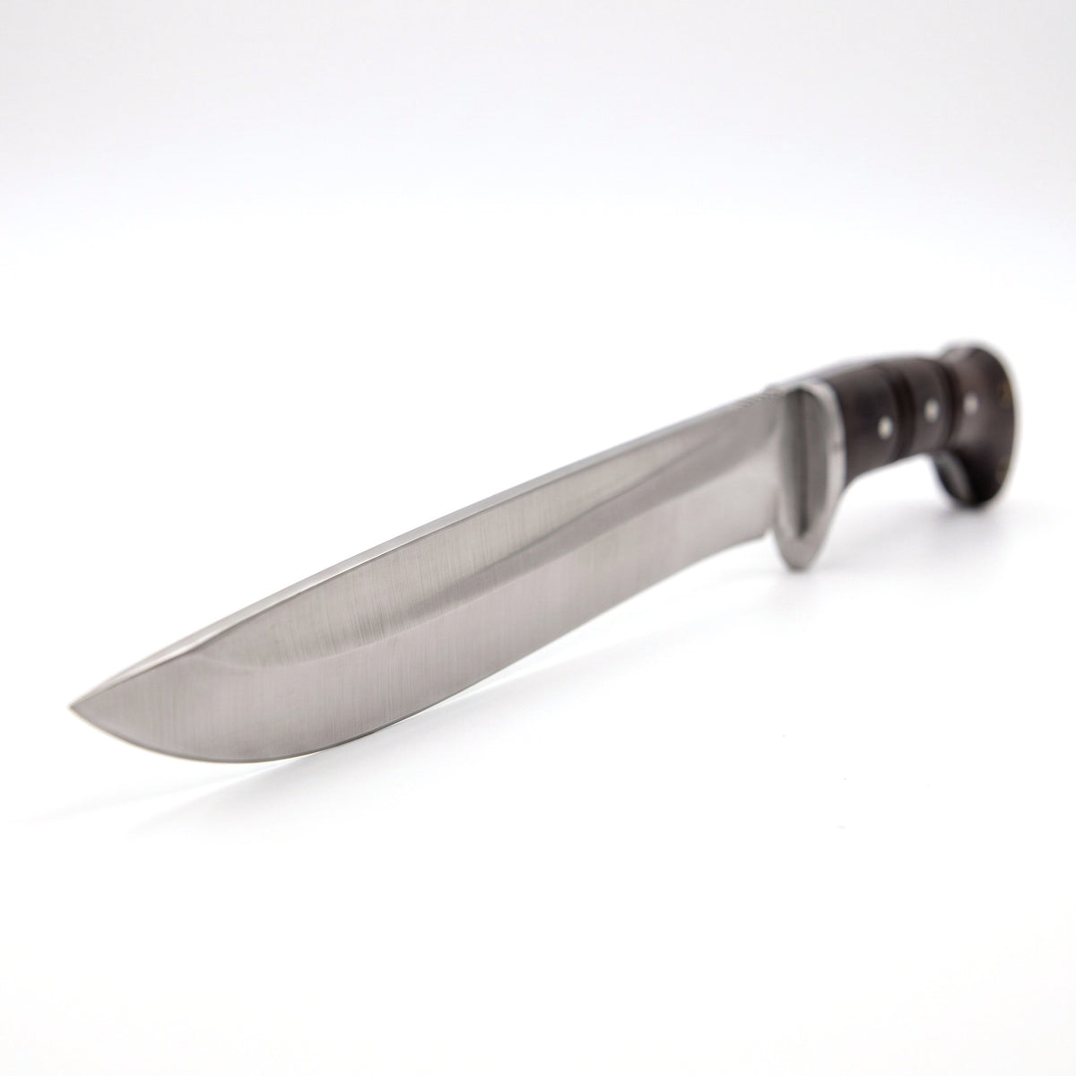 Highline 18" Satin Steel Bowie Knife | Hardwood, satin steel blade close-up