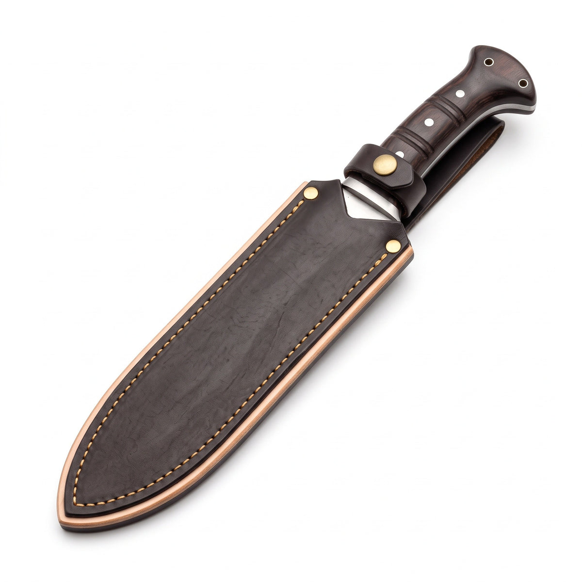 Highline 18" Satin Steel Bowie Knife | Hardwood, seated in the Crownridge sheath