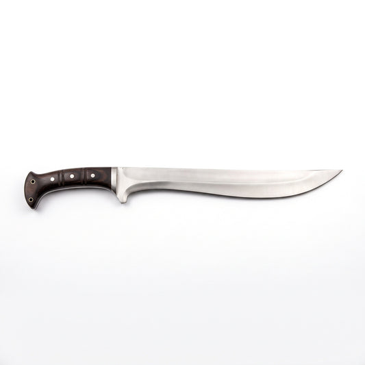 Highline 18" Satin Steel Bowie Knife | Hardwood, side profile on white