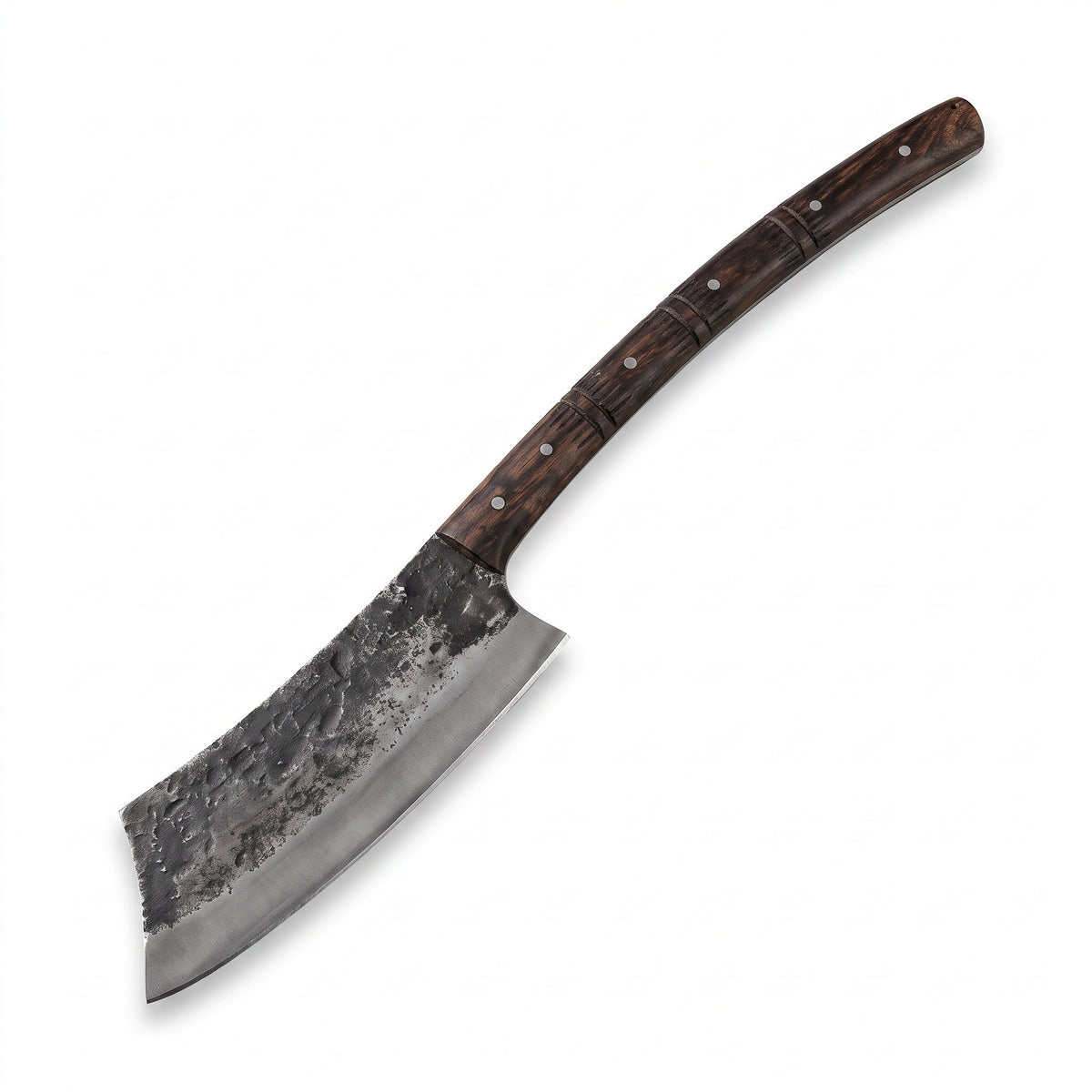 Hollow 20" Satin Steel Cleaver | Hardwood, satin steel blade close-up