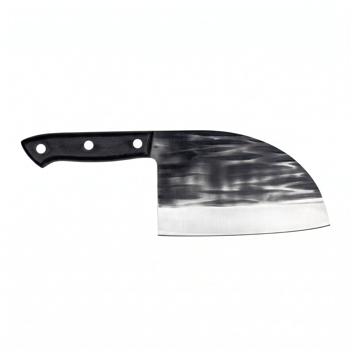 Hollow 7" Carbon Steel Serbian Chef Knife | Black Micarta, side profile on white