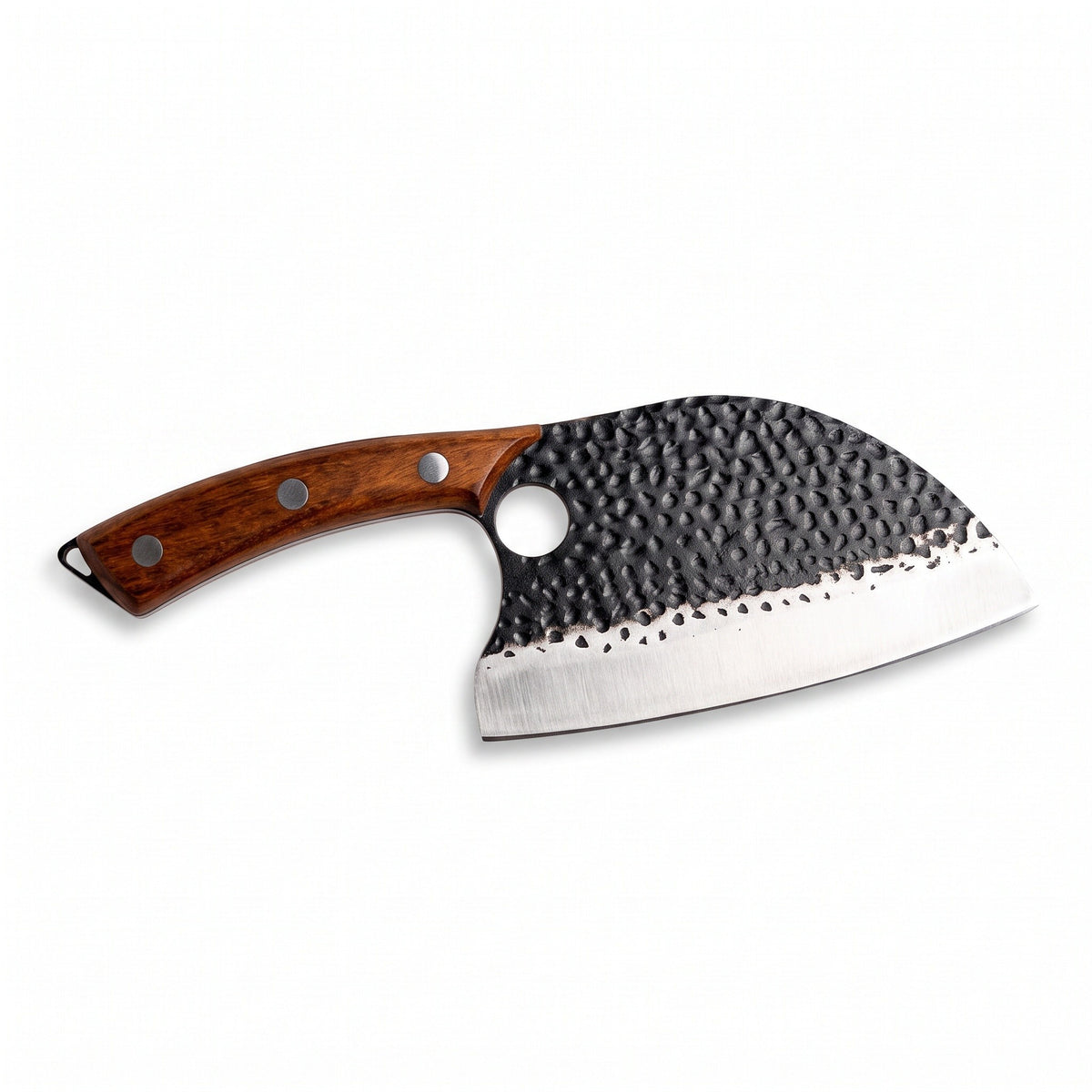 Hollow 7" Carbon Steel Serbian Chef Knife | Bone, side profile on white