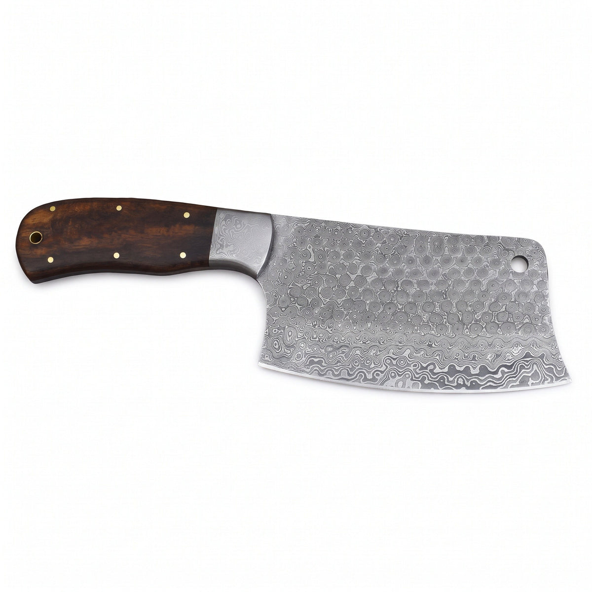Hollow 6" Damascus Serbian Chef Knife | Rosewood, side profile on white