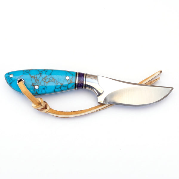 Ranch 7.25" Carbon Steel Cowboy Knife | Turquoise, side profile on white