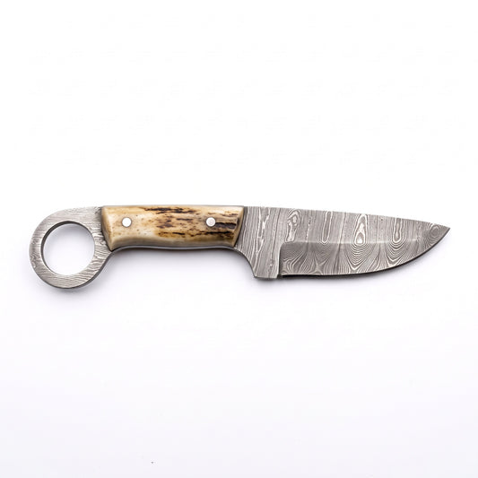 Ranch 10.5" Damascus Bull Cutter | Hardwood, side profile on white